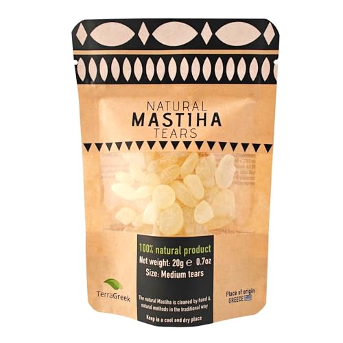Chios Mastiha Tears Gum Greek 100% Natural Mastic Packs From Mastic Growers Fresh (20gr Medium...