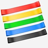 Unnderwiss Bandas de Resistencia elasticas Fitness Juego de 5 Piezas - con 5 Niveles de Resistencia, para Entrenamiento de Deporte Fitness en casa, gluteos, Yoga y Pilates.
