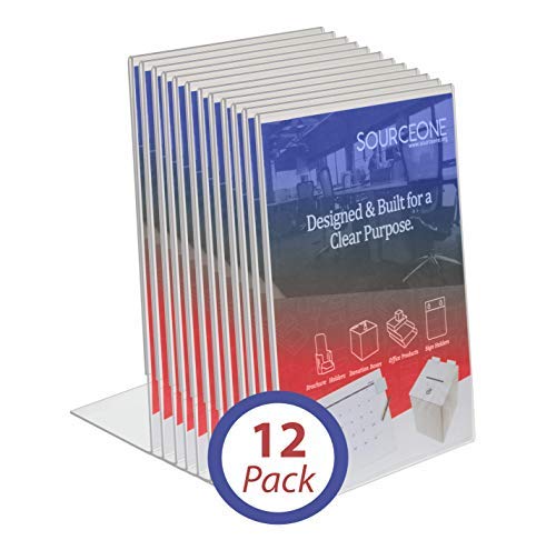 Sourceone.org Best Value 8.5 X 11 Inches Thick Acrylic Slant Back Sign Holder Ad Frame Picture Frame, Clear Acrylic Perfect For Trade Shows, Museums, Retail Stores (12 Pack) #TOP5