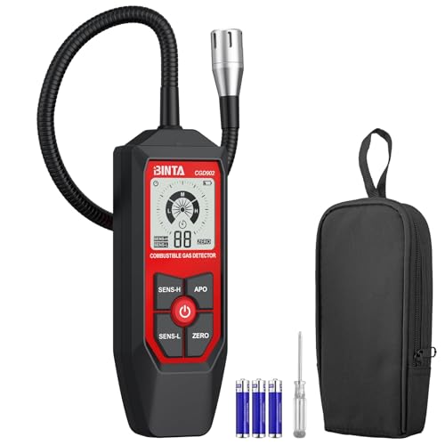 BINTA Gasmelder, Erdgasdetektor Gasspürgerät mit 47 cm Sonde zur Ortung von Gaslecks wie Propan, LPG für Zuhause und Wohnmobil