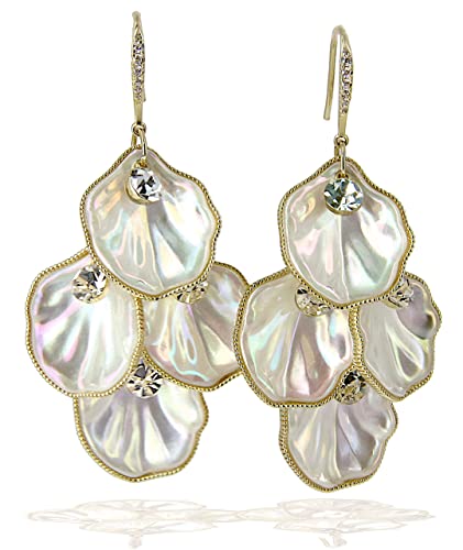 Modeschmuck Ohrringe Ideale Größe/ Ohrringe Gold Hängend Weiß Perlmutt Edelstahl Ohrringe Damen Elegante /Ohrhänger Gold/Ohrringe Mädchen Hängend Weißgold /Ohrringe Blumen Muschel Cover