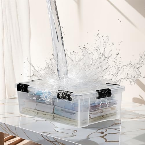 Iris Ohyama Luftdichte Kunststoff-Aufbewahrungsboxen mit Deckel, 30L, 6er-Set, Transparent, Hermetischer wasserdichter Verschluss, Robuste Schnappverschlüsse, Stapelbar, Staubschutz, BPA-frei, AT-LS