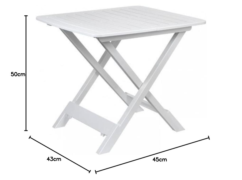 DRULINE Campeggio Tavolino 43x45x50cm Bianco Pieghevole Plastica Tavolo
