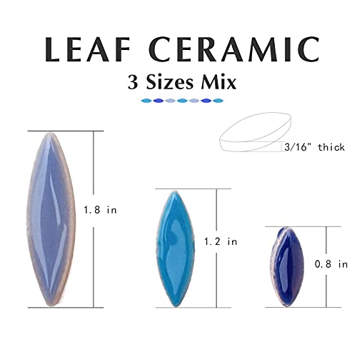 Ceramic Mosaic Tiles for Crafts Bulk,Petal Shape Mosaic Pieces,Leaves Tiles for DIY Art Crafts (Mixed Colors,1.25 pounds) (Blue Series)