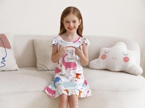COTRIO Nightgowns for Girls Toddler Princess Night Dress Pajamas Nightshirts Sleepwear Night Gowns 2 Pack Sleep Clothes4