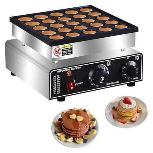 Fabricante de panqueholandés, fabricante de Pizzelle eléctrica comercial fabricante con 5 min temporizy 50-300℃ temperatura, 25pcs fabricante de gofres antiadherde Muffin para el restaurante y el hoga