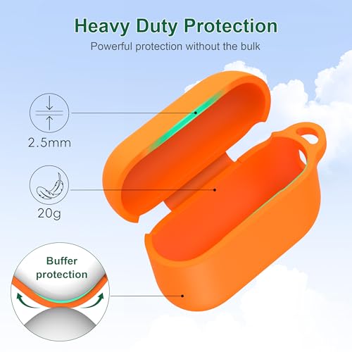 Image of R-fun for AirPods Pro 3 Case (2025), Soft Silicone Protective Case Cover Compatible with Apple AirPods Pro 3rd Generation (USB-C Cable) for Women Men with Cleaning Kit and Keychain, Orange