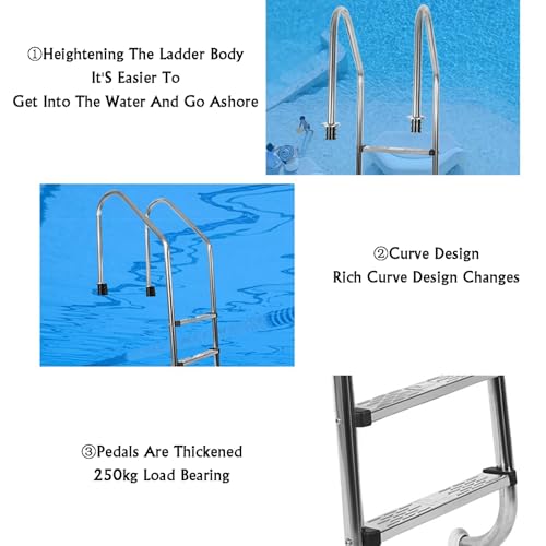 Escalera para piscina con 3 escalones curvos y estructura resistente miniatura 3