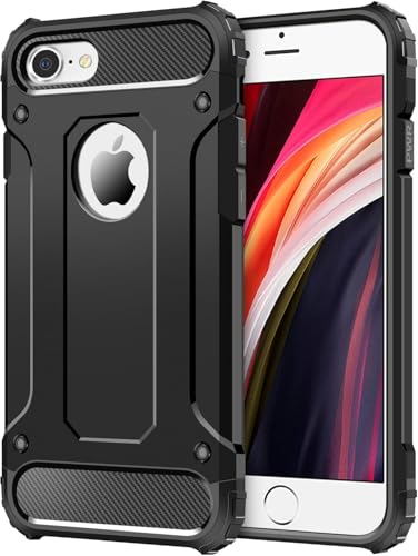Coolden for iPhone 7 Case iPhone SE 2022 Case Rugged Tough Dual Layer Armor Protective Heavy Duty Hard Shockproof Phone Cases Cover for iPhone 7/8/SE 2/SE 3 (Black)