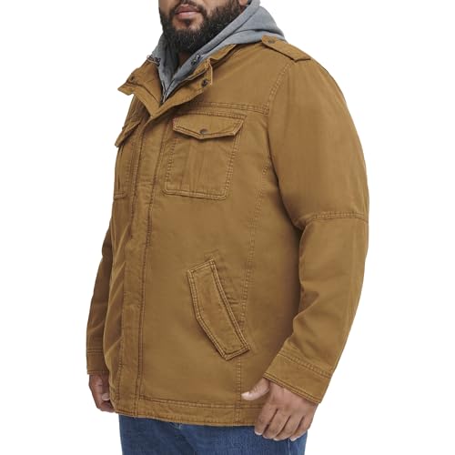 Image of Levi's Men's Washed Cotton Hooded Military Jacket (Regular & Big & Tall Sizes)