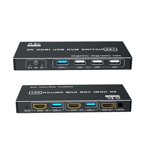 Conmutador KVM 4K de 4 entradas y 1 salida, conmutador 2. 8K 60 Hz for ordenadores que comparten un monitor for Series XS, PS5/4 Pro Conmutación Fluida