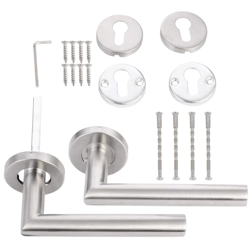 HOMOCONO Manija de Puerta Redonda Moderna Palanca de Acero Inoxidable, Juego de 2 Piezas para Puertas Interiores y Armarios
