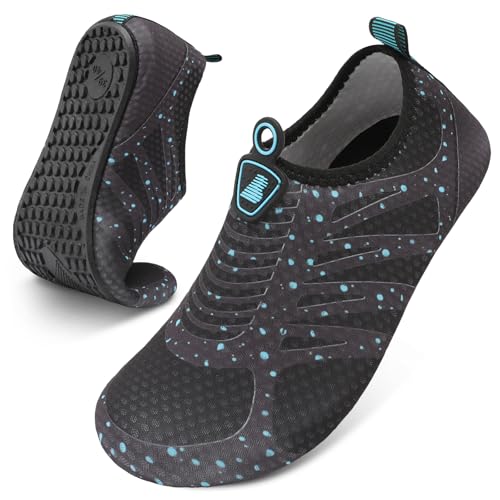 BARERUN Women's Men's Quick Drying Aqua Water Shoes Blue 6.5-7.5 M US Women