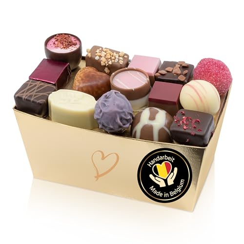 ePralinchen handverarbeitete belgische Luxus-Pralinen | Love Edition 500g | Pralinenmischung für Verliebte mit Frucht, Nougat, Champagner uvm. | mit Alkohol | köstliche Schokolade made in Belgium