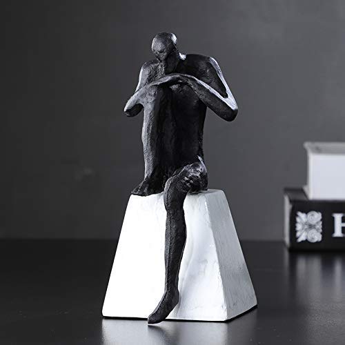 Figurine homme qui réfléchit en résine noire, un cadeau artistique idéal
