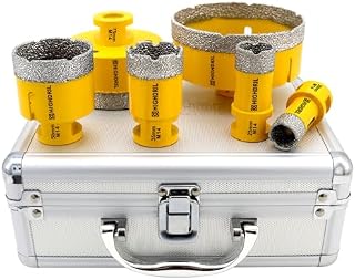 HIGHDRIL Diamond Drill Bit Set - 11pcs (6/8/10/20/25/28/32/35/45/50/65mm) Diamond Hole Saw Kit with Triangle Shank for Porcelain Ceramic Tile Granite Marble Glass Brick