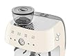 Smeg EGF03CRUK Espresso Coffee Machine with Grinder, 20 Bar Pump, 2.4L, 1650W, Cream