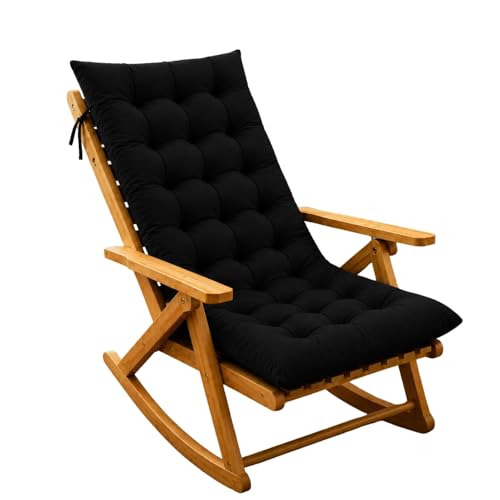 Image of KYNE Rocking Chair Cushion 18 x 50 Inch Thick Tufted Chair Cushion with Backrest and Seat Pad Soft Plush Polyester Filling Non Slip Indoor Outdoor Rocking Chair Replacement Cushion