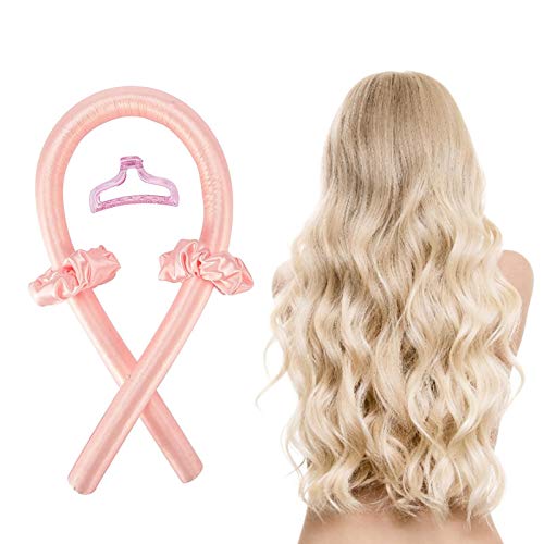 Heatless Curling Rod Headband,No Heat Curls Silk Ribbon Hair Rollers Sleeping Soft Headband Wave Formers Hair Curlers DIY Hair Styling Tools for Long Medium Hair (Pink)