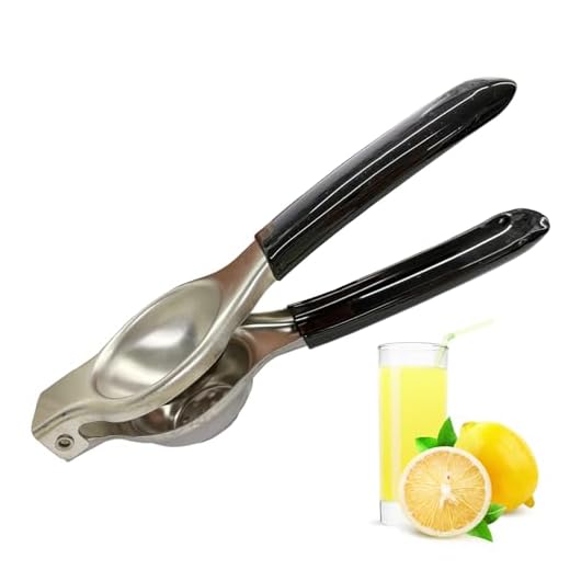 Exprimidor de limón, Exprimidor Manual, Acero Inoxidable, Tamaño universal, Anticorrosivo, Per fecto para todos los cítricos, Negro