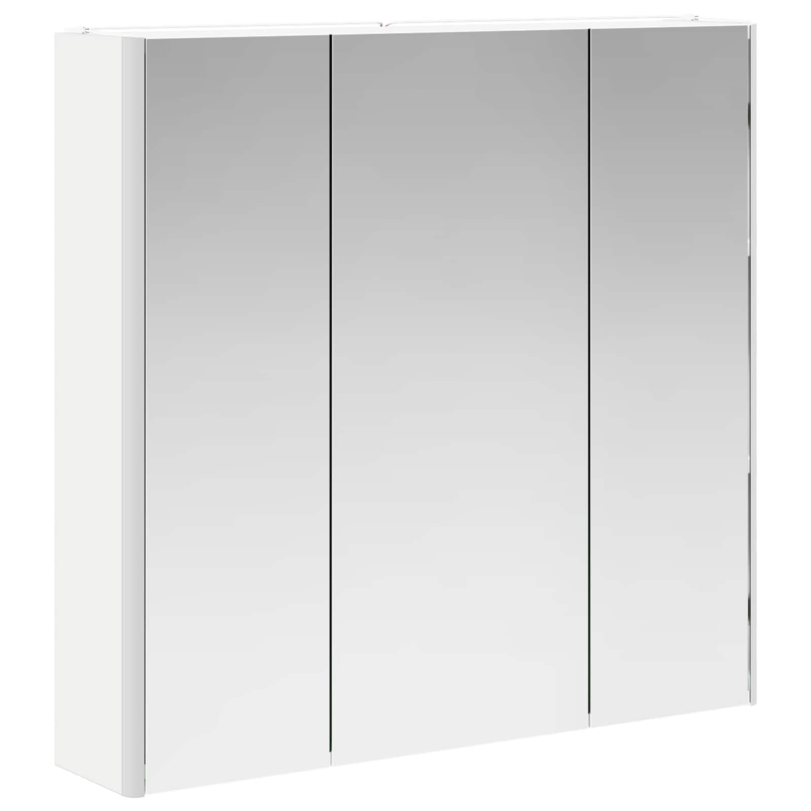 Szafka łazienkowa z lustrem biała, materiał drewnopochodny, 73,5 x 15,5 x 70 cm, z oświetleniem LED, montaż ścienny, miejsce do przechowywania i regał na meble łazienkowe, szafka pod umywalkę