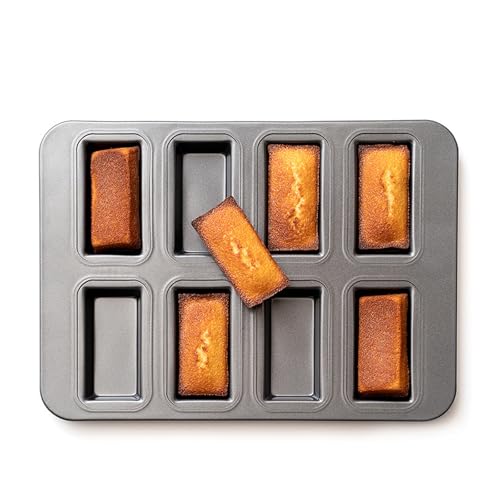 Neylokfen Moule Financier Metal 8 troue Plaque à Mini Financiers -8x3.5x1.5cm -Revêtement Antiadhésif - (1PC)