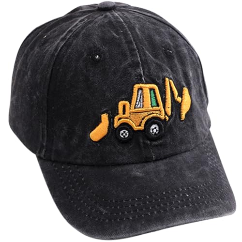 Bagger Baseball Cap - Cartoon Sonnenhut Kappe für Kinder 2-8 Jahre - Baseballmütze für Junge Mädchen Schwarz