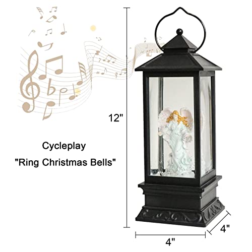 Eldnacele Musical Singing and Lighted Plug-in & Battery Operated Lighted Christmas Water Glittering Snowing Globe Christians Church Lantern for Home Decoration Angel - Image 4