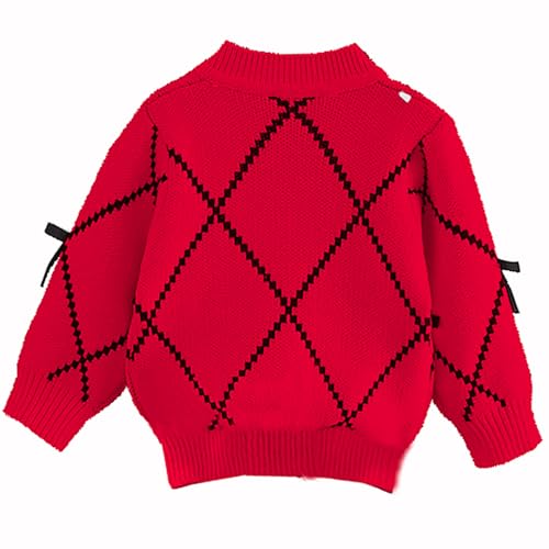 Image of Toddler Girls Cardigan Sweater Button Knit Sweater Kids Bowknot Size 2-7T