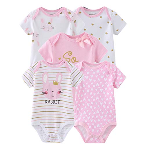 Kiddiezoom Unisex Newborn Baby Short-Sleeve Bodysuit Baby Layette Essentials Giftset Clothing Set, Baby Bodysuits_7, 6-9 Months