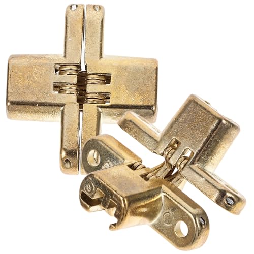 NOLITOY 2 piezas Bisagra Oculta de Aleación de Zinc Gruesa y Silenciosa para Muebles Bisagra Cruzada para Puertas y Mesas sin Tornillos Paquete