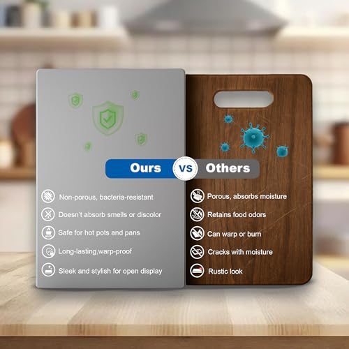 Tabla de cortar grande UNOX de acero inoxidable para cocina - 24x16 pulgadas - Tabla reversible no tóxica con borde - Apta para lavavajillas - Ideal para frutas, verduras, carne y preparación de alimentos. miniatura 4