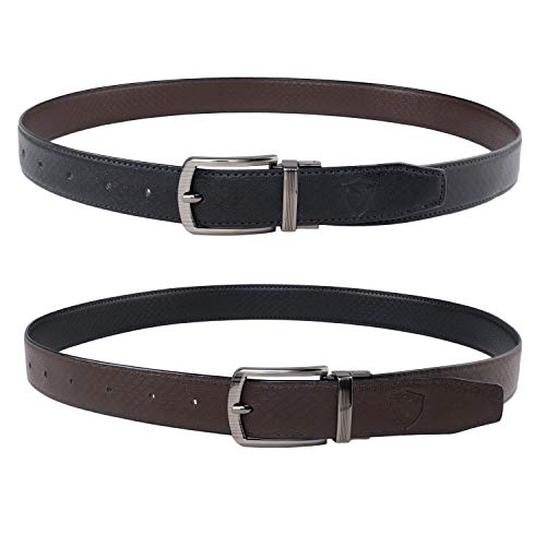 Image of Keviv PU-Leather Formal, Casual & Reversible Belts For Men (Black /Brown) (GB-)
