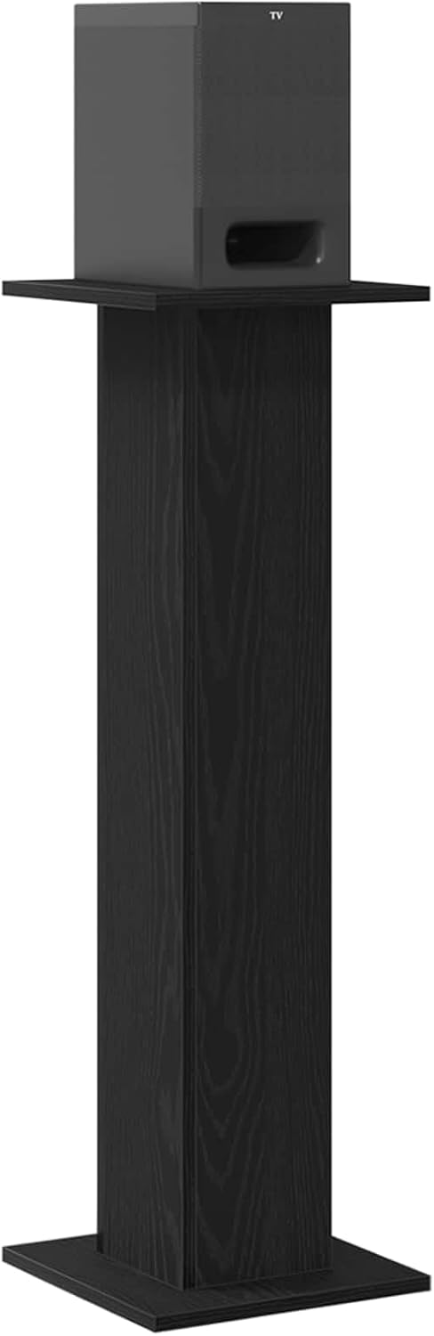 vidaXL Wooden Speaker Stands Black Oak Finish 11.8 x 37.4 in Elegant Support for Living Room and Home Theater High Stability Durable Design Ideal Audio Enhancements Tall Modern Sturdy Speakers
