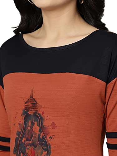 Image of OM SAI LATEST CREATION Women's New 3D Printed Lycra 3 /4 Sleeve Regular Fit Office wear,Casual wear Western Top