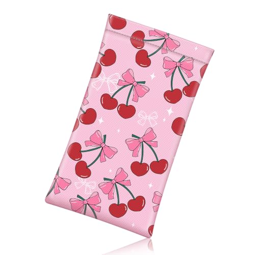 Image of FINTIE Soft Eyeglasses Case with Cleaning Cloth, Portable Squeeze Top Vegan Leather Glasses Pouch, Sunglasses Eyewear Bag
