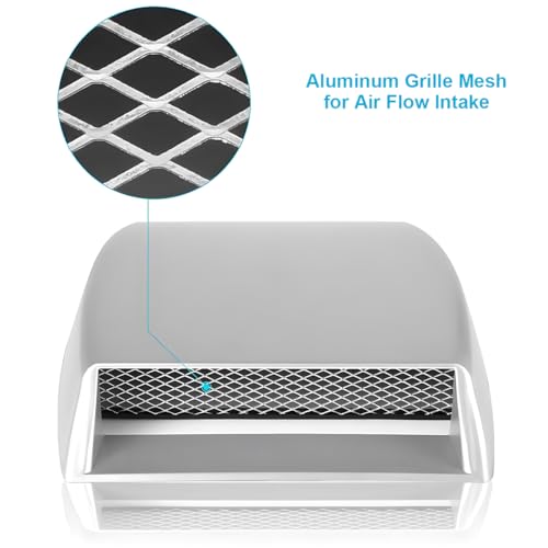 JNNJ Universal Auto ABS Dekorative Luftstrom Ansaugschaufel, Turbo Motorhaube Entlüftungsabdeckung Haube, Motorhaube Luftentlüftung Modifiziertes Zubehör(Weiß)