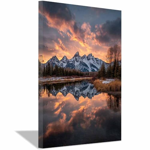 Tableau coucher de soleil de Grand Teton HOQIU pour habiller un mur vide avec élégance