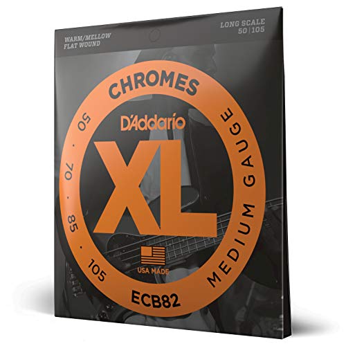 D'Addario XL Chromes Flat Wound Bass Guitar Strings - ECB82 - Long Scale -...