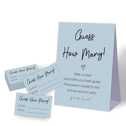 How Many Game Neutral Baby Shower Decoration Bridal Shower Game Wedding PartyDecoration Gender Reveal Party Supplies Birthday Party Gifts 1 Sign and 50 Guessing Cards Set-A56-5