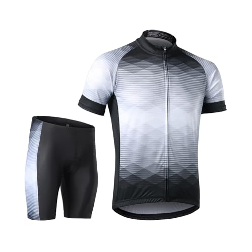 aqxreight Maillot Ciclista para Hombre, Camiseta Transpirable de Manga Corta para Bicicleta y Pantalones Cortos Acolchados, Ropa para Bicicleta, el Traje Mejora el Flujo bajo el Calor y Mantiene