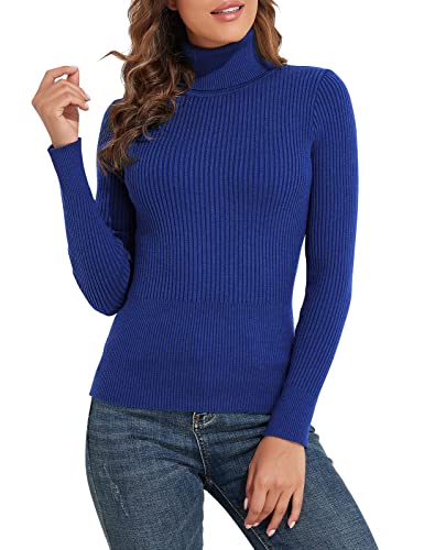 Image of PrettyGuide Women's Ribbed Turtleneck Long Sleeve Sweater Tops