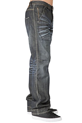 Level 7 Men's Relaxed Straight Premium Jeans Dark Stone Wash Ripped & Repaired3