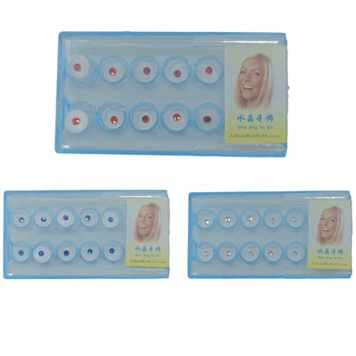 Image of DENTIMICA Dental Tooth Gems Decoration DIY Professional Tooth Crystal Kit Teeth Jewelry for Reflective Teeth Ornament Decor 10Pcs /Box (White)