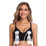 Hands-Free Pumping Bra and Nursing Bra, Adjustable Breastfeeding Bra, Suitable for Breast Pumps, XS-XXXL, S, Black