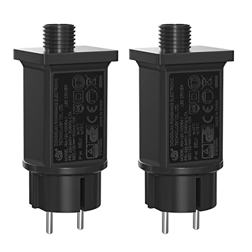 LED Netzteil, IP44 LED Transformator Treiber, LED Lichterkette Netzteil Transformator Niederspannungs, Timer Speicherfunktion, Geeignet für Weihnachts, Halloween Dekoration - 2 Stück Cover