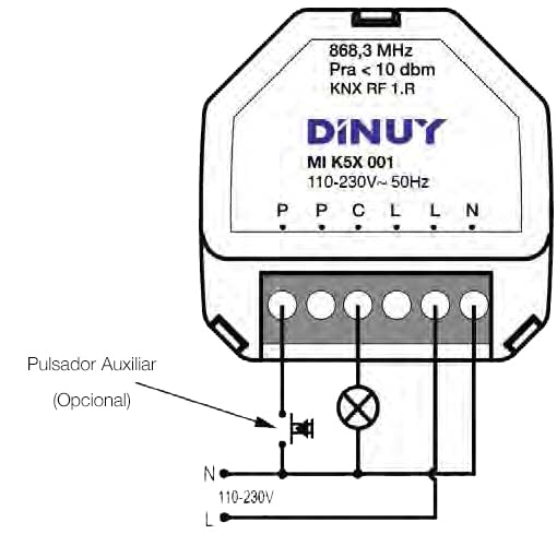 Actuador de conmutacion KNX-RF 1 canalDINUY MI K5X 001