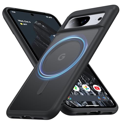 BENTOBEN Custodia per Google Pixel 8 Pro con nastro, magnetica Google Pixel 8 Pro, con retro in silicone opaco Magsafe sottile, liscia, durevole, antiscivolo, colore nero