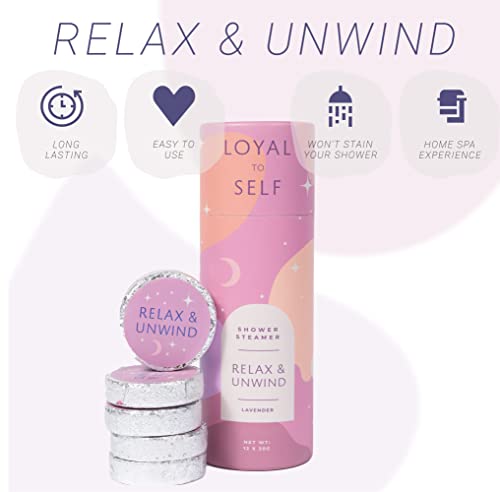 Loyal To Self Shower Steamers 12 Pack - Relax & Unwind Lavender Aromatherapy Bath Bombs - Essential Oil Nighttime Relaxation Stress Relief & Mood Boost - Spa Treatment At Home - Great Gift For Women #TOP2