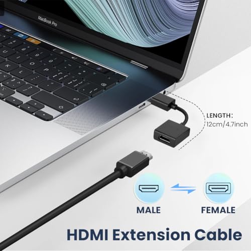 AXFEE HDMI Extension Cable, 12CM 4K Hdmi Male to Female Extender Cable, High Speed HDMI-Cable Adapter, Compatible with TV Stick, Roku stick, PS4, PS5, Xbox (Black)